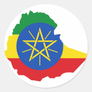 エチオピア国旗の地図ET ラウンドシール