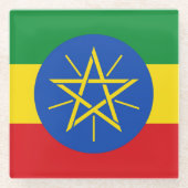 エチオピア国旗を持つガラスコアスター ガラスコースター (正面)
