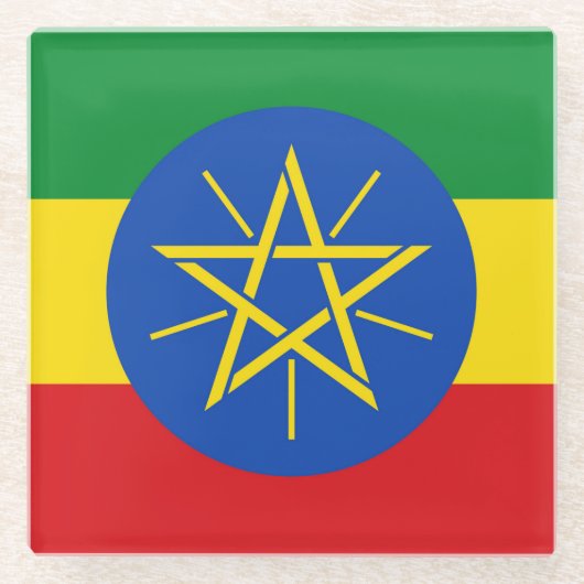 エチオピア国旗を持つガラスコアスター ガラスコースター (正面)
