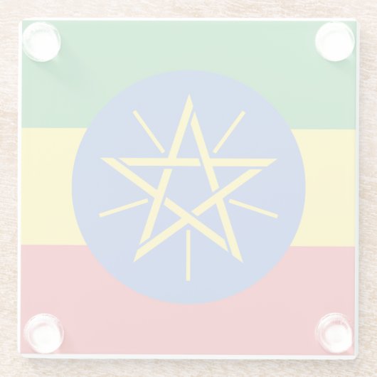 エチオピア国旗を持つガラスコアスター ガラスコースター (裏面)