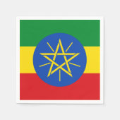 エチオピア国旗を持つ愛国的な紙のナプキン スタンダードカクテルナプキン (正面)