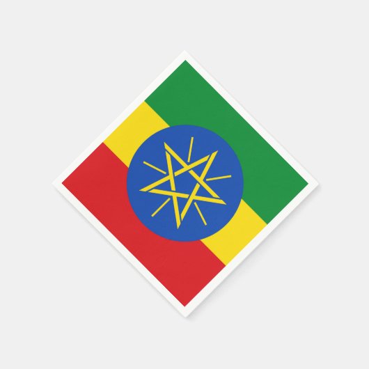 エチオピア国旗を持つ愛国的な紙のナプキン スタンダードカクテルナプキン (角)