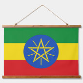 エチオピア国旗を掲げたウォールタペストリー 吊り下げ型タペストリー (正面)