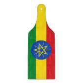エチオピア国旗を掲げたガラス製のカッティングボードパドル カッティングボード (正面)