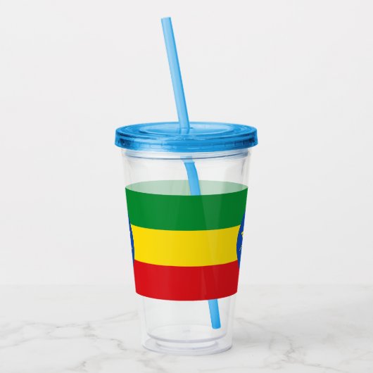 エチオピア国旗を掲げた愛国的なアクリル製タンブラー アクリルタンブラー (左)