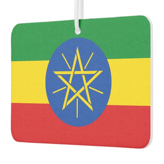 エチオピア国旗を掲げた車の新入生 カーエアーフレッシュナー (左)