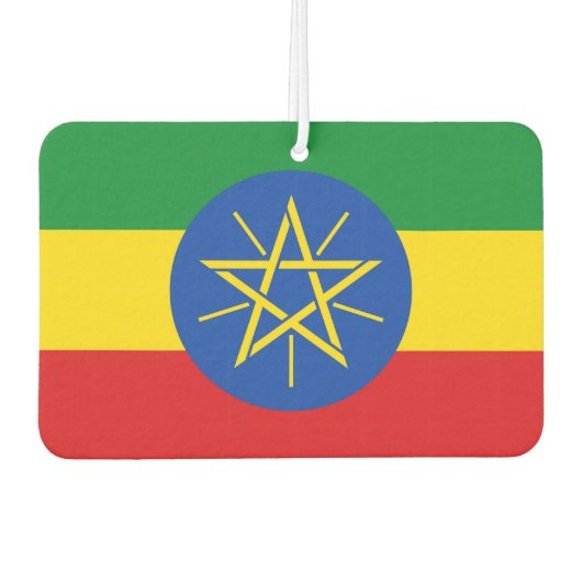 エチオピア国旗を掲げた車の新入生 カーエアーフレッシュナー (正面)