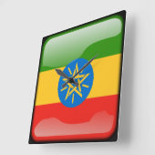 エチオピア国旗 スクエア壁時計 (傾斜)