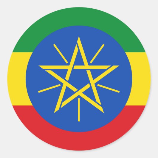エチオピア国旗 ラウンドシール (正面)