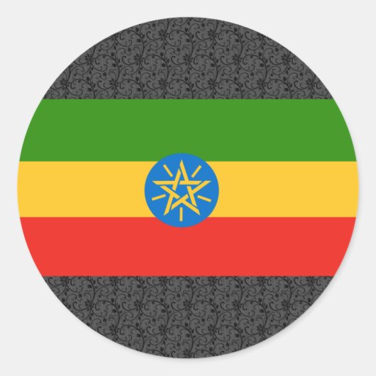 エチオピア国旗 ラウンドシール (正面)