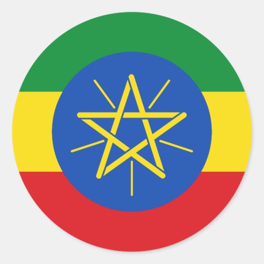 エチオピア国旗 ラウンドシール (正面)