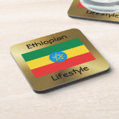 エチオピア国旗+文字コースター コースター (左側)