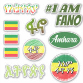 エチオピア国旗Fano Amhara Flag of Etiopia Sticker Pack |  シール (正面)