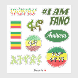 エチオピア国旗Fano Amhara Flag of Etiopia Sticker Pack |  シール