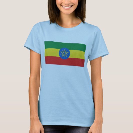 エチオピア国旗x地図Tシャツ Tシャツ (正面)