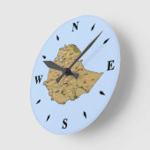 エチオピア地図の時計 ラウンド壁時計 (傾斜)