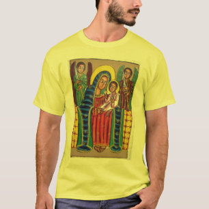エチオピア教会絵画- Maryamの黒いTシャツ Tシャツ