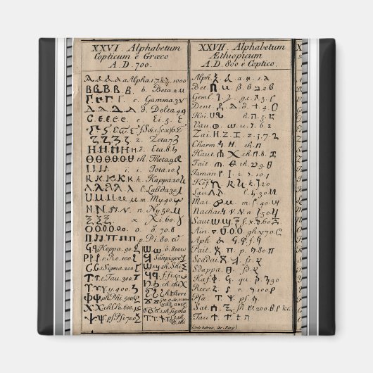 エチオピア文字アルファベット マグネット (正面)