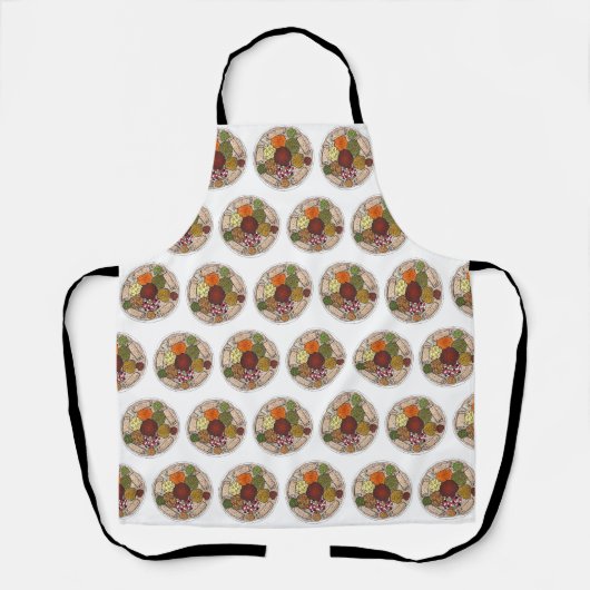 エチオピア料理フードプラッタInjera Wat Lentils エプロン (正面)