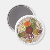 エチオピア料理フードプラッタInjera Wat Lentils マグネット (正面/裏面)