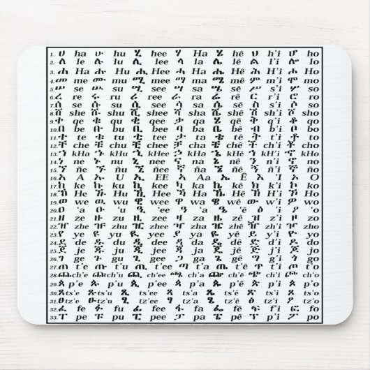 エチオピア時刻表示時計 – アムハラ語数 マウスパッド (正面)