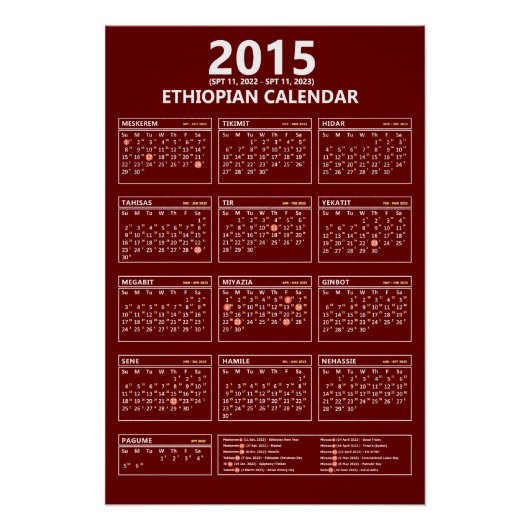 エチオピア暦コンバータ2022/2023をダウンロード ポスター (正面)