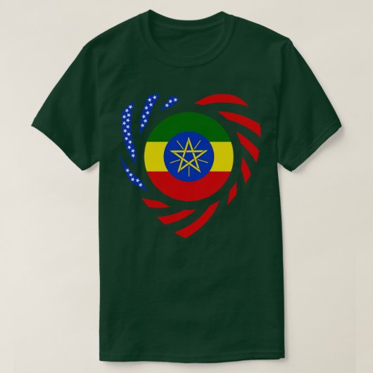 エチオピア系アメリカ人多国籍愛国国旗の声 Tシャツ (デザイン正面)