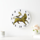 エチオピア金ゴールドライオン時間 – 丸（大）時計 ラージ壁時計 (ホーム)