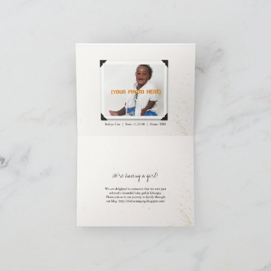 エチオピア養子縁組の紹介通知 案内状 (内部)