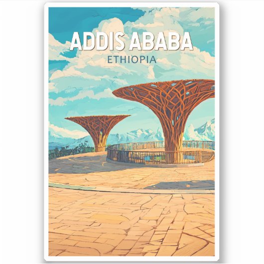エチオピア アディスアベバ 旅行 アート ヴィンテージ シール (正面)