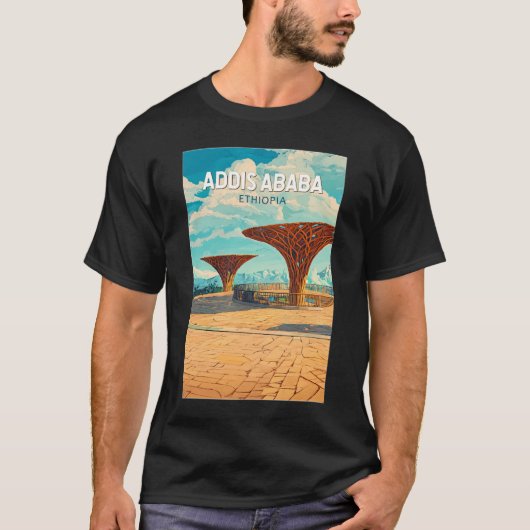 エチオピア アディスアベバ 旅行 アート ヴィンテージ Tシャツ (正面)