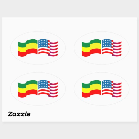 エチオピア – アメリカ長方形ステッカー 楕円形シール (シート)