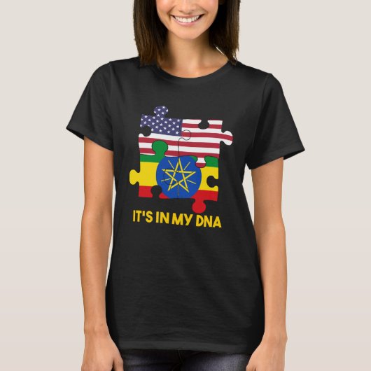 エチオピア エチオピア人 アフリカ フラグ プライド DNA アメリカ人 Tシャツ (正面)