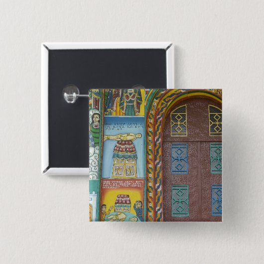 エチオピア：ティグレイ地方、アクウム、キリスト教会、 缶バッジ (正面&裏面)