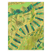 エチック部族オーナメント – 緑と金ゴールド テーブルクロス (正面)