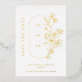 エッエレガントチングフローラ結婚の写真データを保存 箔招待状 (正面)