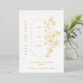 エッエレガントチングフローラ結婚の写真データを保存 箔招待状 (立ち正面)