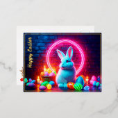 エッグイースターバニーの美異教のしいエレガントネオン 箔シーズンポストカード (正面/裏面)