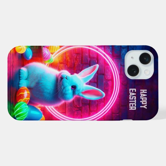 エッグイースターバニーの美異教のしいエレガントネオン iPhoneケース (裏面横)