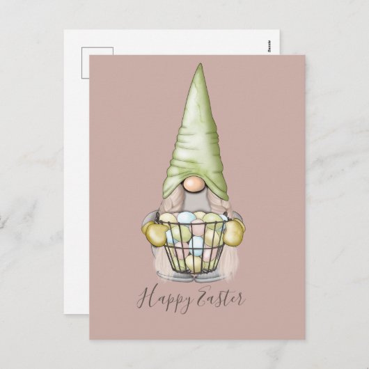 エッグイースター付き可愛い女の子格言 シーズンポストカード (正面/裏面)