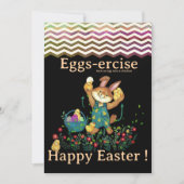 エッグエクササイズバニーと鶏イースターホリデーカード シーズンカード (正面)