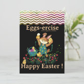 エッグエクササイズバニーと鶏イースターホリデーカード シーズンカード (スタンド正面)