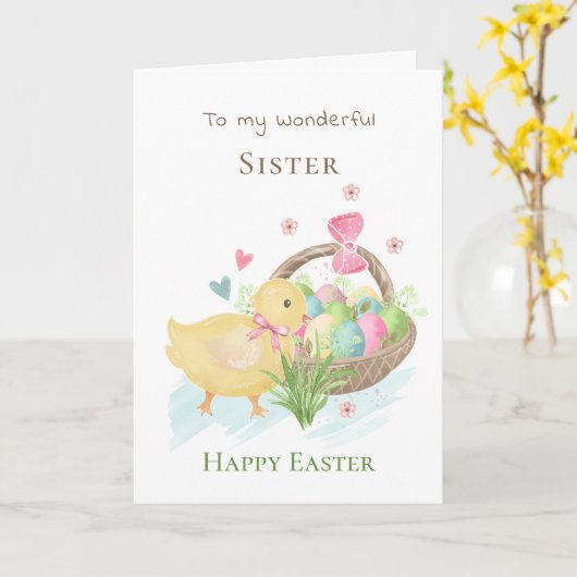 エッグカラフルとシック姉妹イースターカード カード (黄色い花)