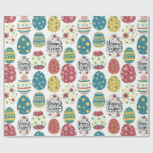 エッグカラフルハッピーイースタータイポグラフィ ラッピングペーパー (フラット)