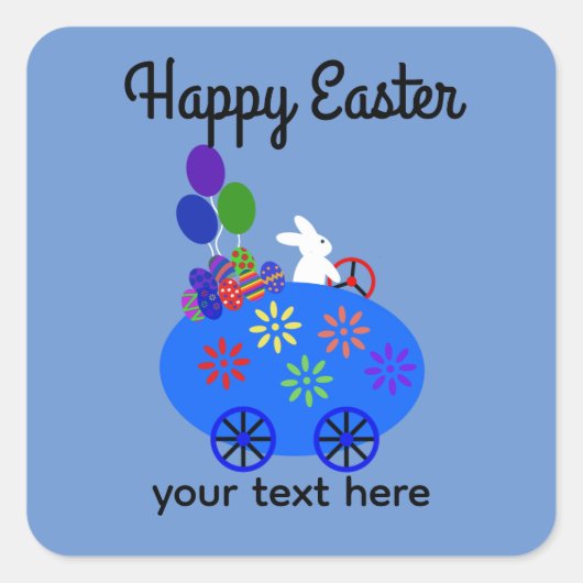 エッグカーに乗るバニー#3-2シール スクエアシール (正面)
