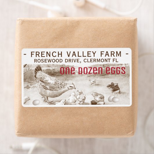 エッグカートンラベル素朴ヴィンテージヘンエッグズファームハウス ラベル (インサイチュ)