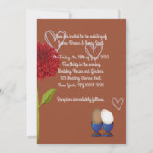 エッグキッチン窓レッドフラワー結婚ハート 招待状 (裏面)