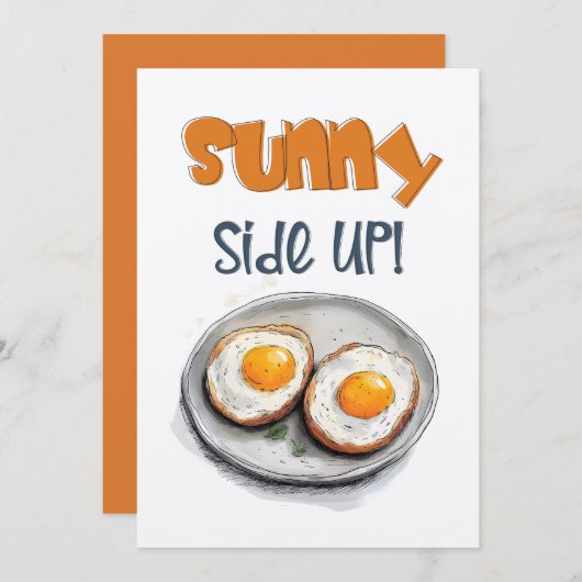 エッグサニーサイドアップفطور صحي بيض عيون 招待状 (正面/裏面)