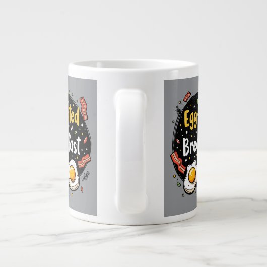 エッグサプライドフォーブレックファおもしろいーストグルメプンデザイン ジャンボコーヒーマグカップ (裏面)