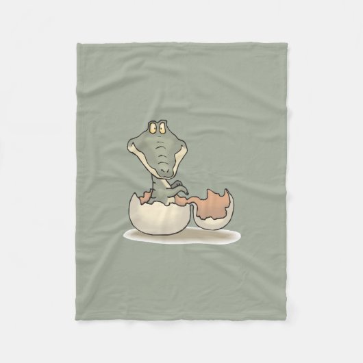 エッグシェルからかわいいベビーアリゲーターカートハッチ フリースブランケット (正面)